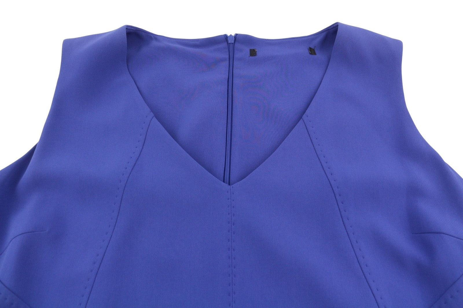 MARINA RINALDI Women Dress EU52 Blue V-Neck Sleeveless Knee-Length