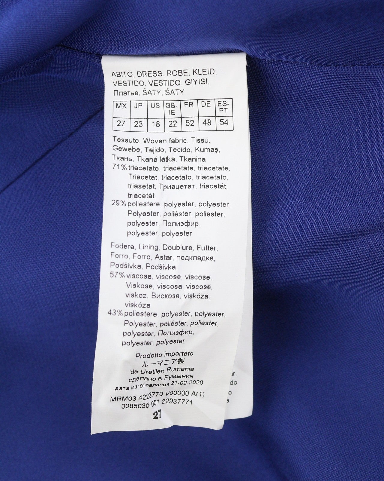 MARINA RINALDI Women Dress EU52 Blue V-Neck Sleeveless Knee-Length