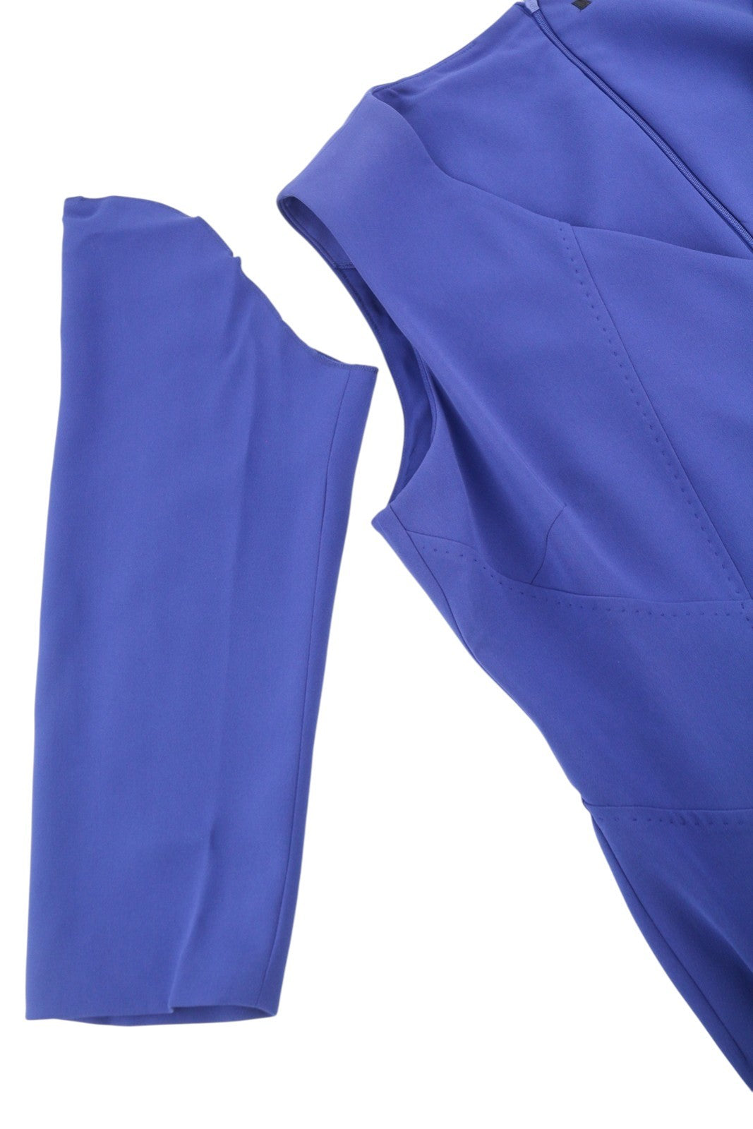 MARINA RINALDI Women Dress EU52 Blue V-Neck Sleeveless Knee-Length