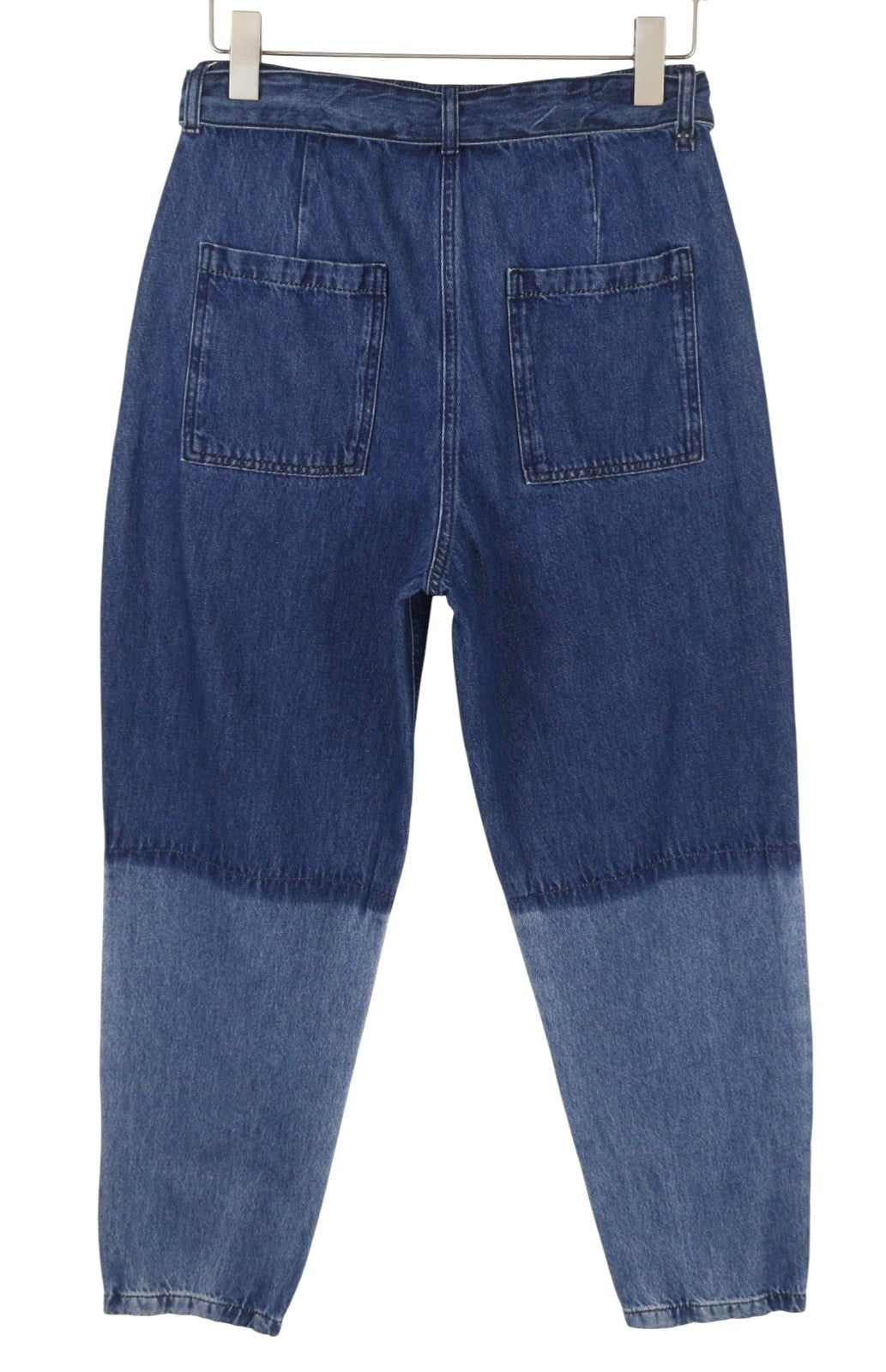 MAX&CO. Women Jeans W29 Blue Faded Pleated Belted Straight Loose Fit High Waist