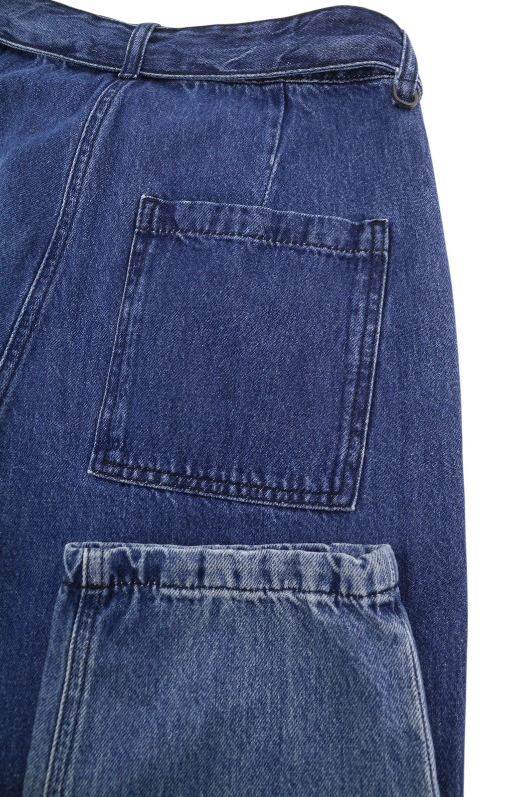 MAX&CO. Women Jeans W29 Blue Faded Pleated Belted Straight Loose Fit High Waist