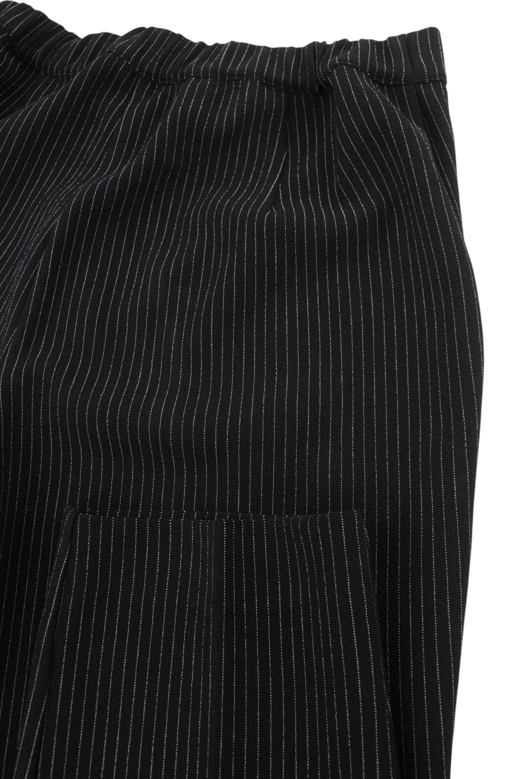 MARINA RINALDI Women Trousers L Black Pinstriped Elastic Waist Slim Fit