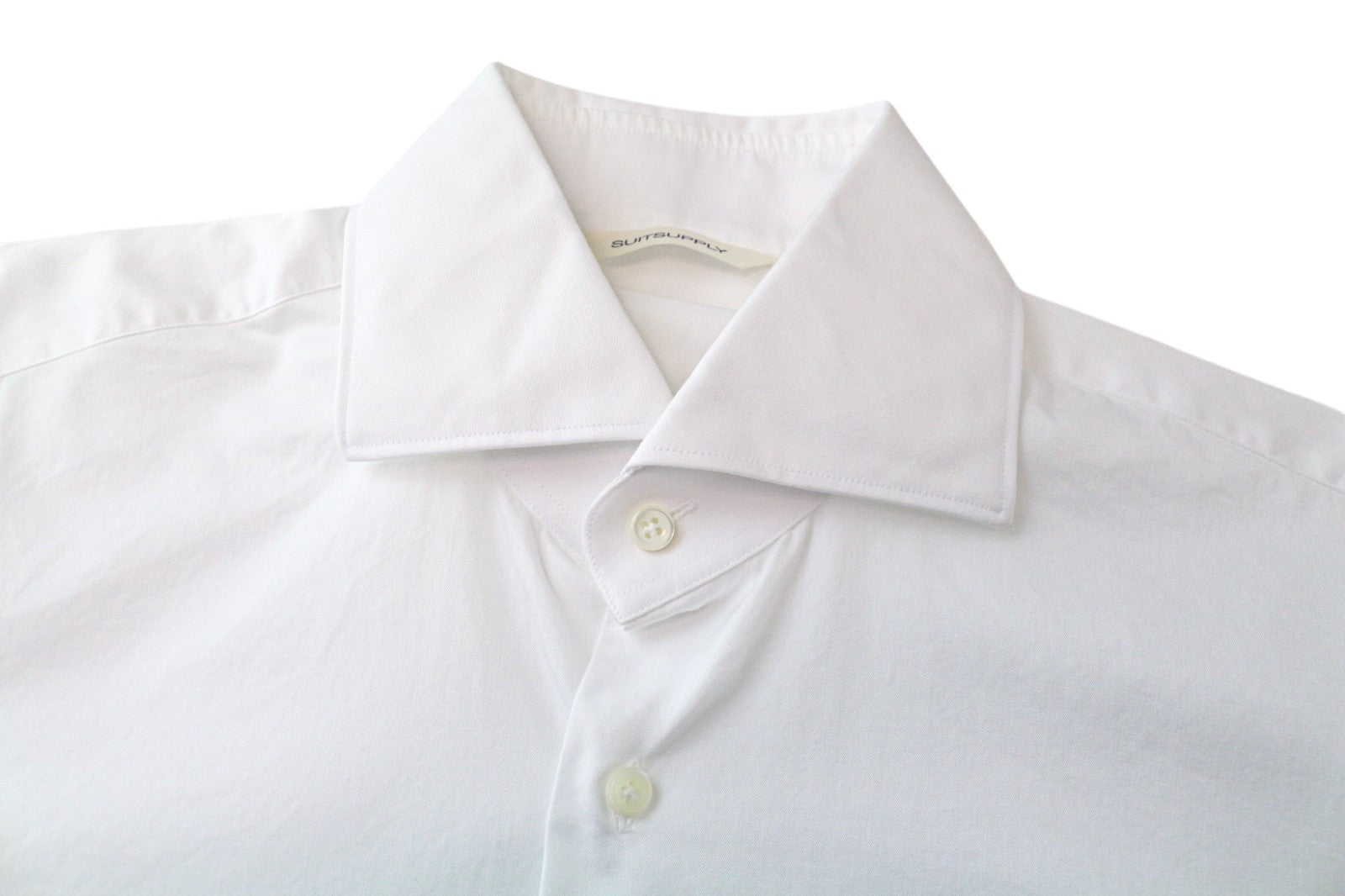 SUITSUPPLY Men's Formal Shirt 39/15 1/2 Slim White Pure Cotton Cutaway