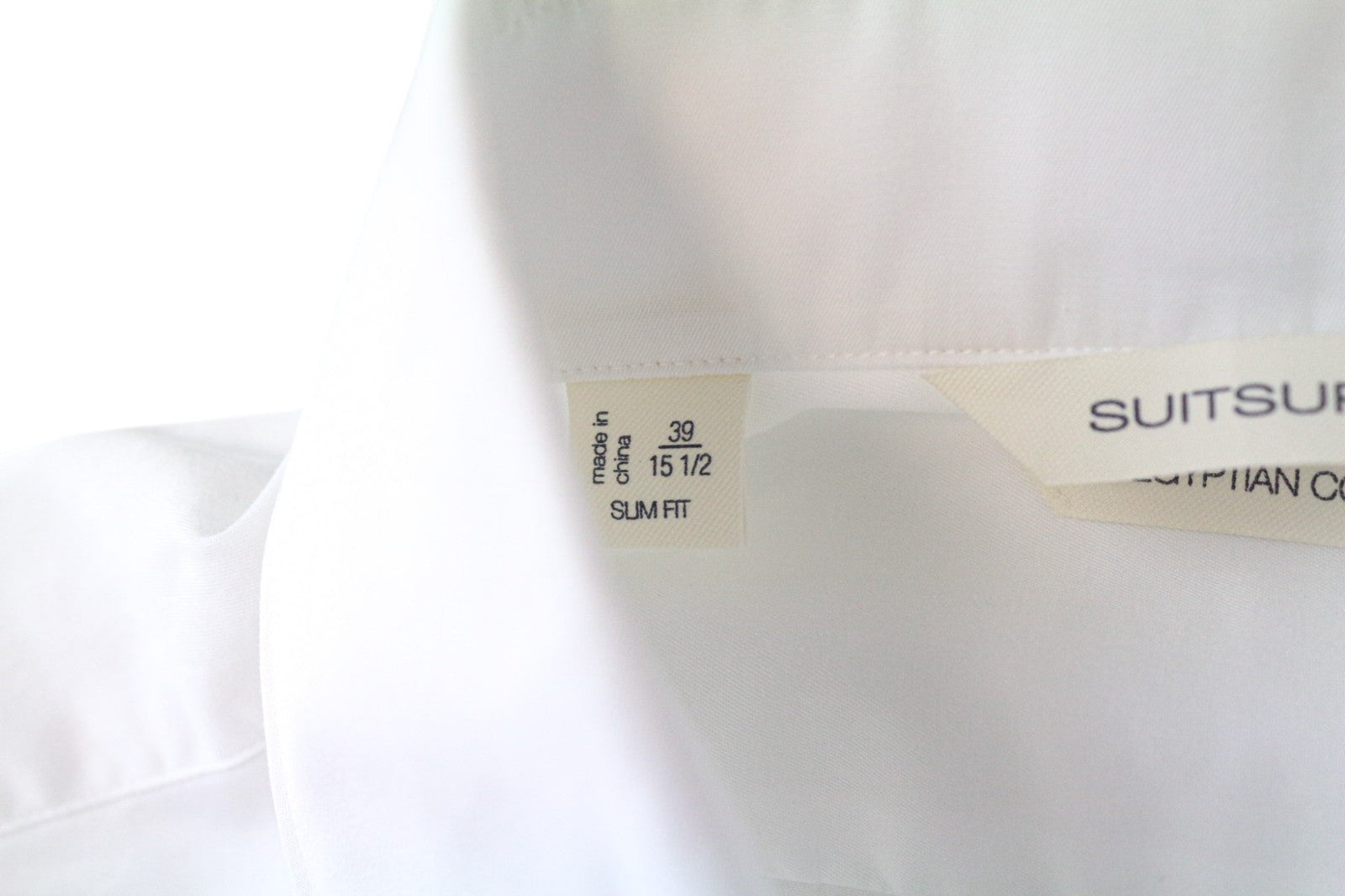 SUITSUPPLY Men's Formal Shirt 39/15 1/2 Slim White Pure Cotton Cutaway