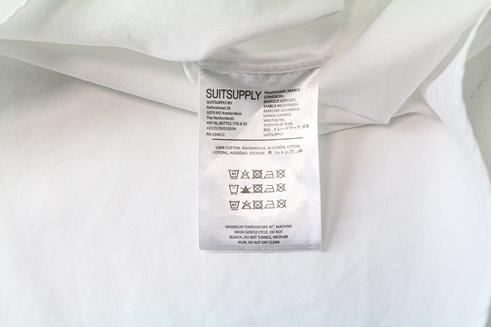 SUITSUPPLY Men's Formal Shirt 39/15 1/2 Slim White Pure Cotton Cutaway