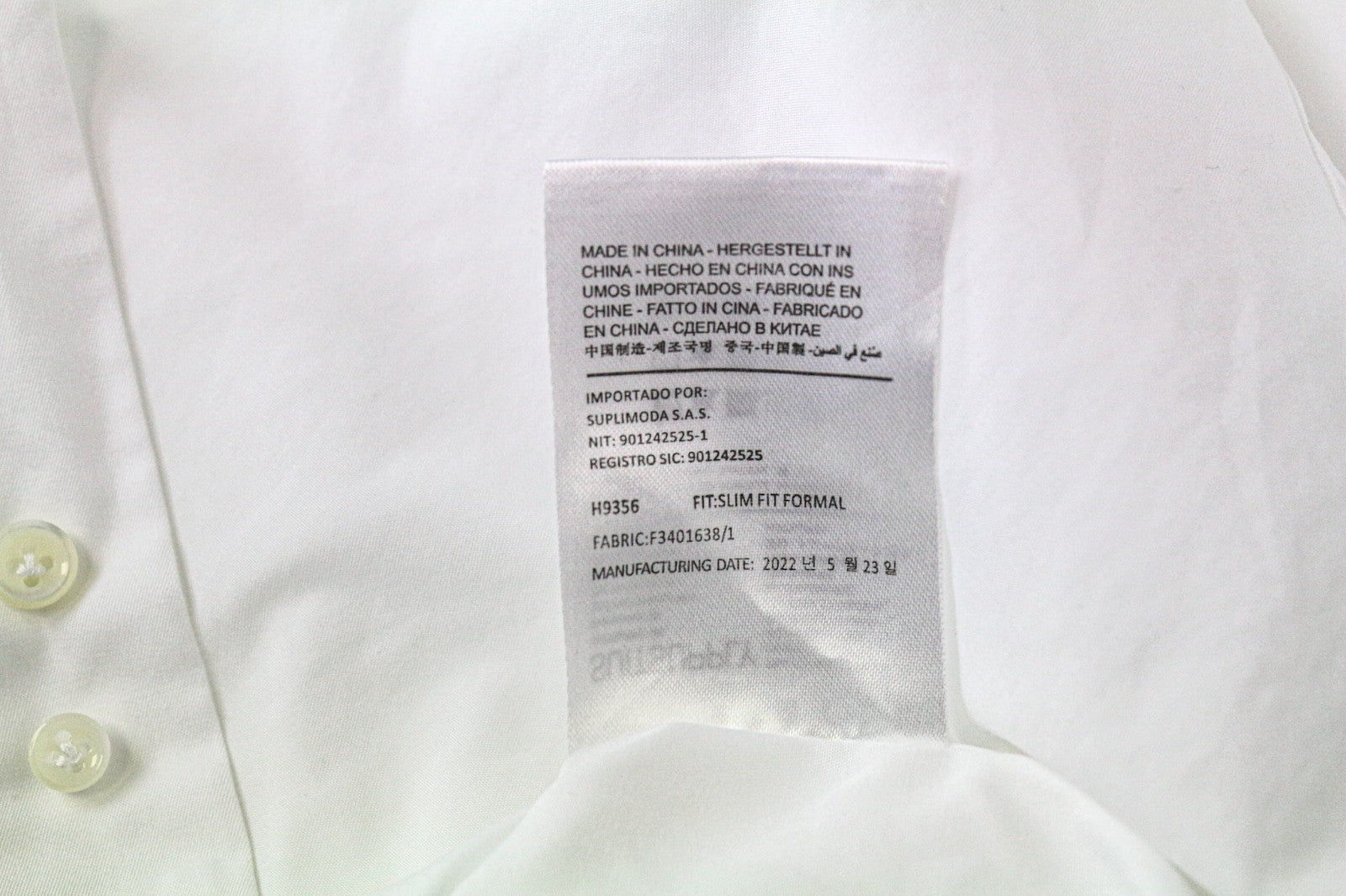 SUITSUPPLY Men's Formal Shirt 39/15 1/2 Slim White Pure Cotton Cutaway