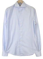 SUITSUPPLY Men's Formal Shirt 39L/15 1/2L Extra Slim Blue Cotton Stripe Twill