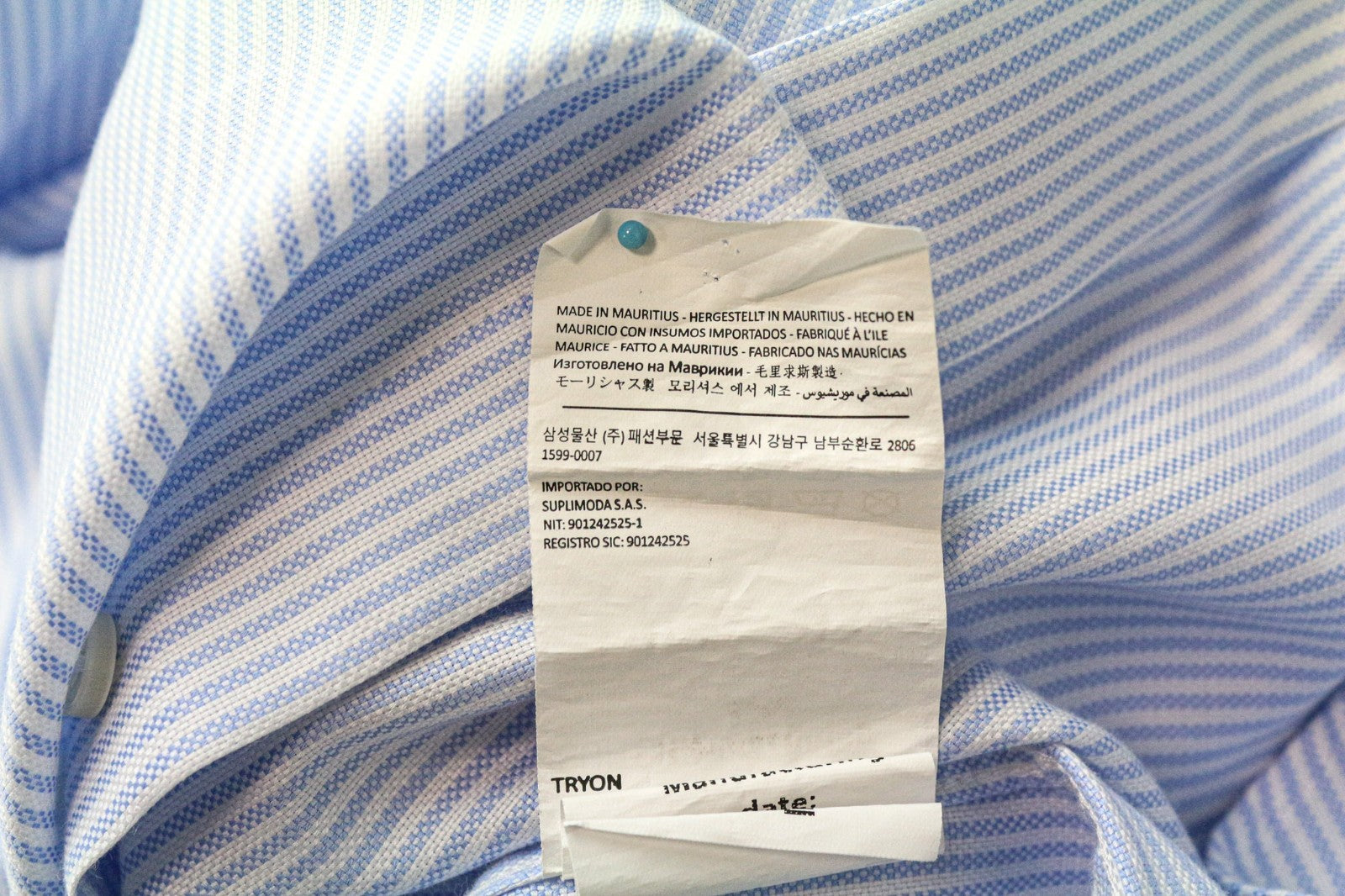 SUITSUPPLY Men's Formal Shirt 39L/15 1/2L Extra Slim Blue Cotton Stripe Twill