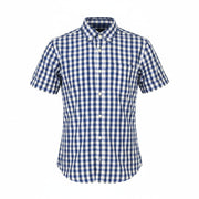 SCOTCH & SODA Men Shirt S Blue Checked Cutaway Neck Button-Up Short Sleeve