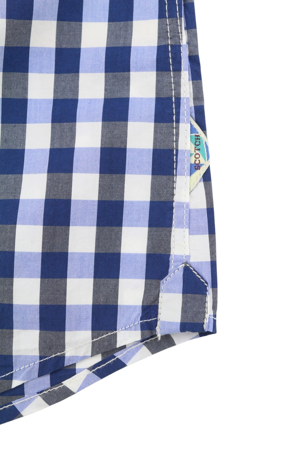 SCOTCH & SODA Men Shirt S Blue Checked Cutaway Neck Button-Up Short Sleeve
