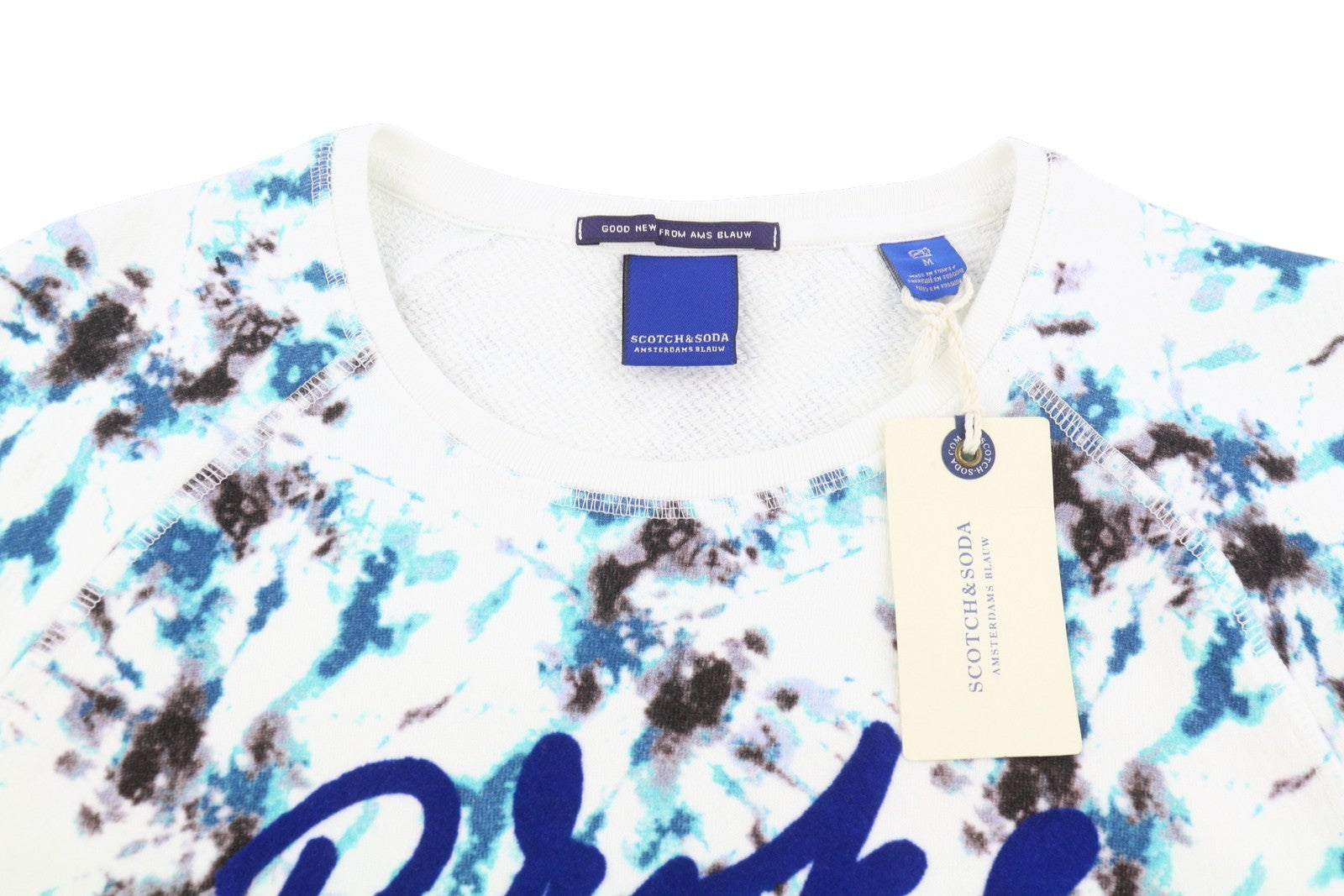 SCOTCH & SODA Men Sweatshirt M White Patterned Crew Neck Pull On