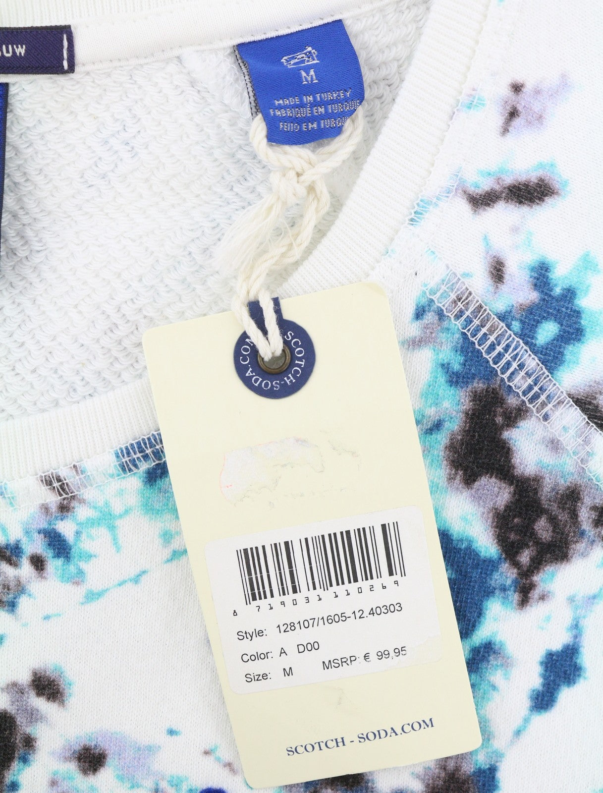 SCOTCH & SODA Men Sweatshirt M White Patterned Crew Neck Pull On