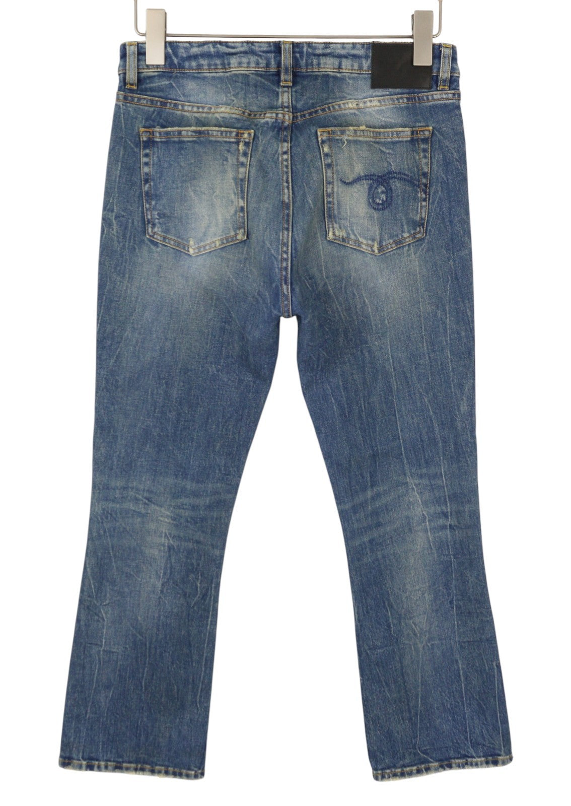 R13 Kick Fit Women Jeans 28 Kelly Stretch Whiskers Faded Cropped PS26