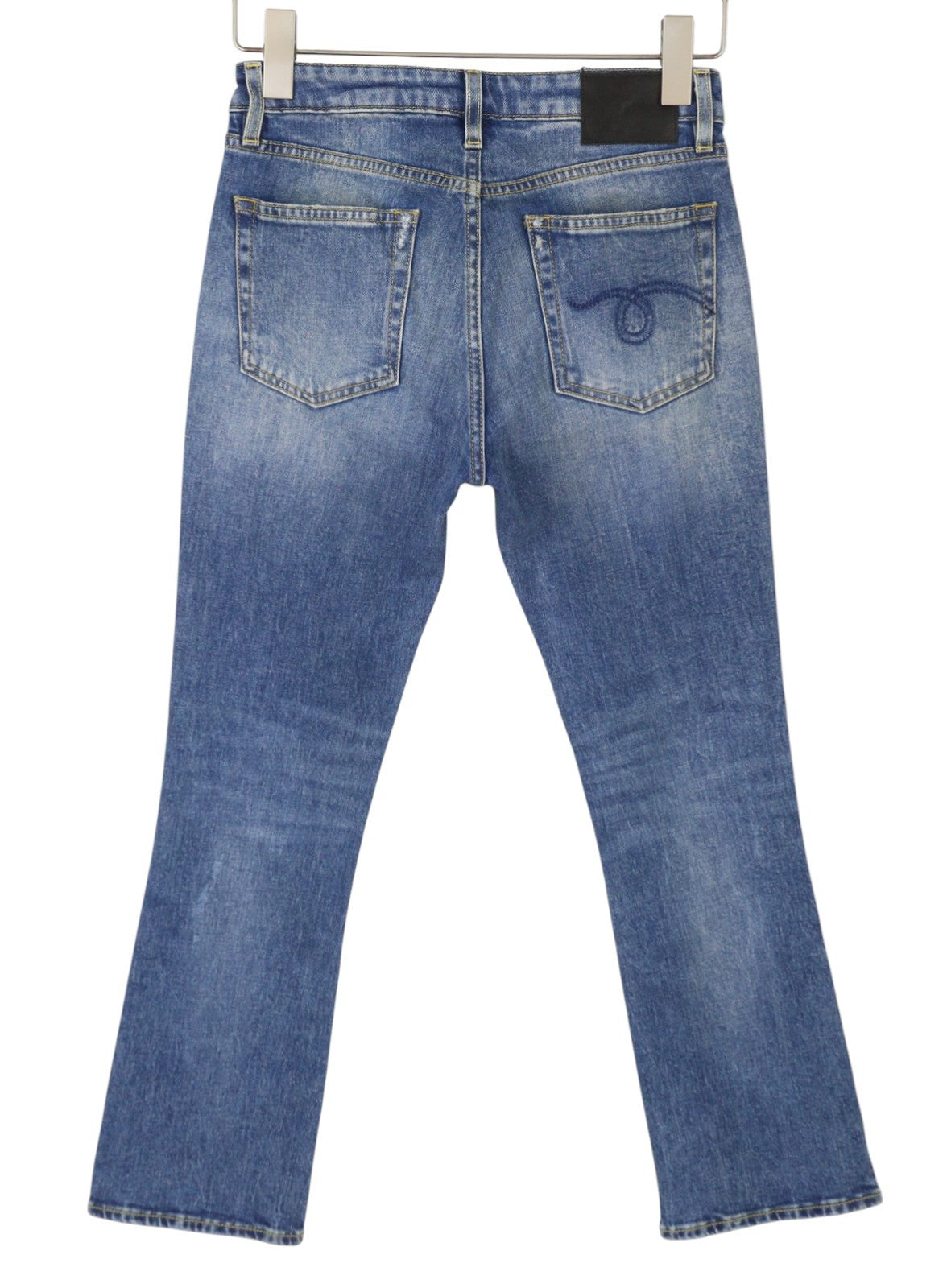 R13 Kick Fit Women Jeans 26 Jasper Stretch Faded Whiskers Cropped Blue PS26