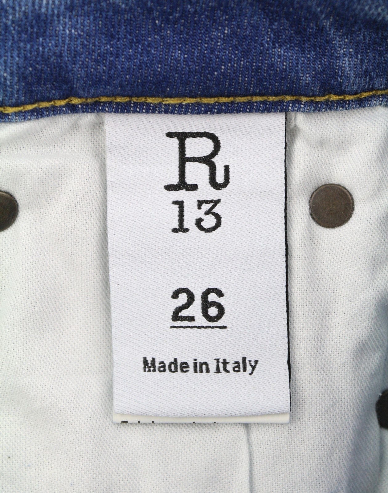 R13 Kick Fit Women Jeans 26 Jasper Stretch Faded Whiskers Cropped Blue PS26
