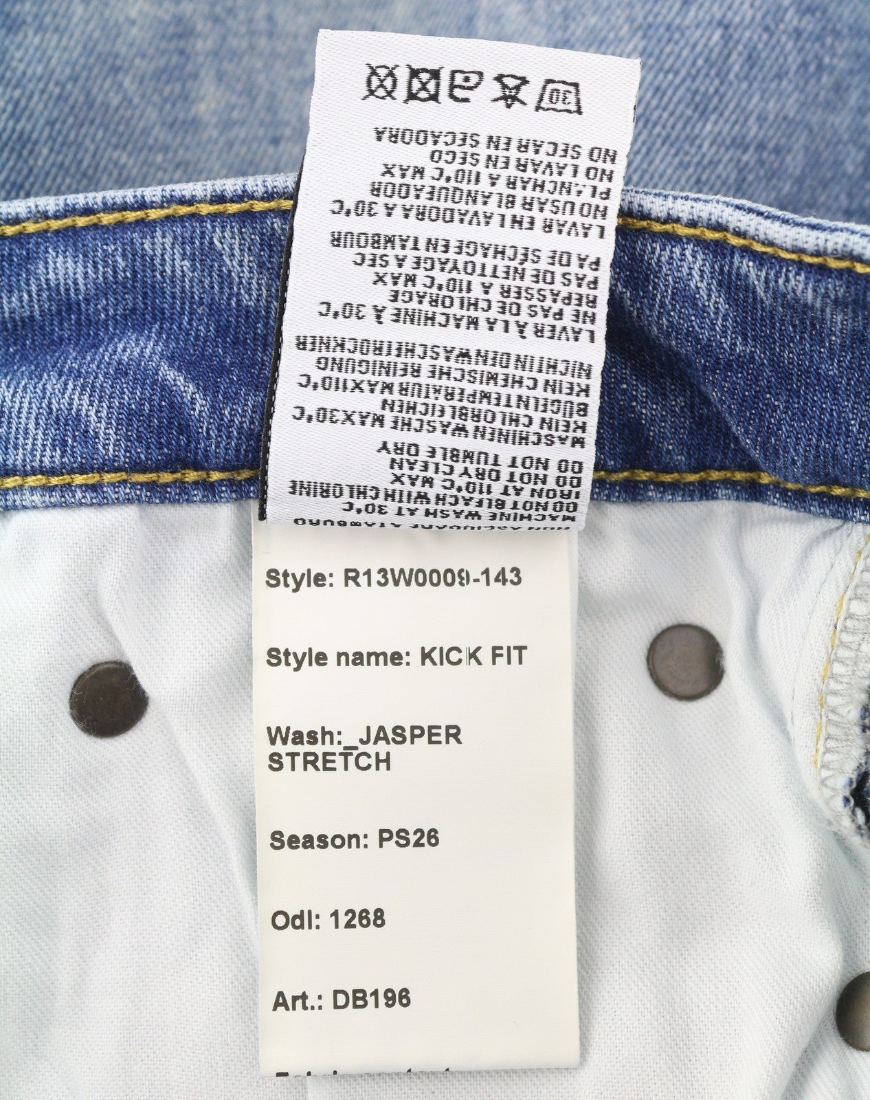 R13 Kick Fit Women Jeans 27 Jasper Stretch Faded Whiskers Cropped Blue PS26