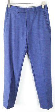 SUITSUPPLY Washington Men Trousers UK26R Blue Pure Wool Pleated Slit Pocket