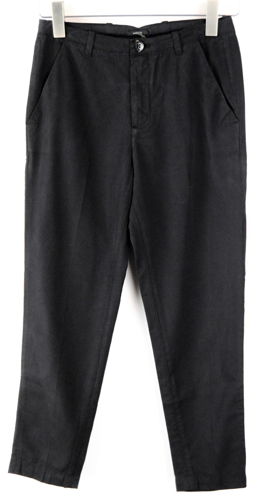 DENHAM Ocean Women Trousers 2XS Black Straight Zip-Fly Side Pockets Casual
