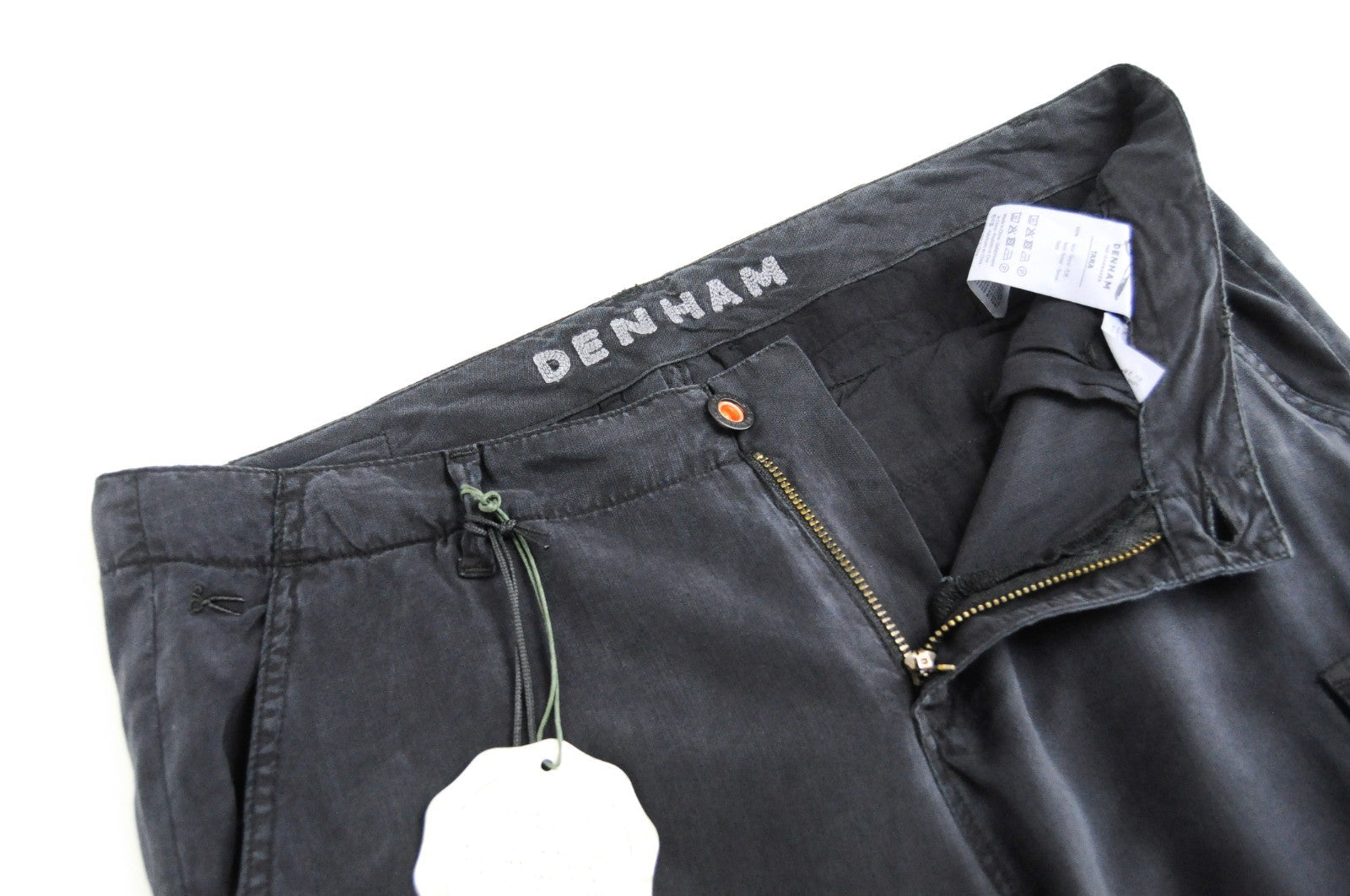 DENHAM Tara Women Trousers W25/L28 Grey Multi Pocket Casual Zip-Fly