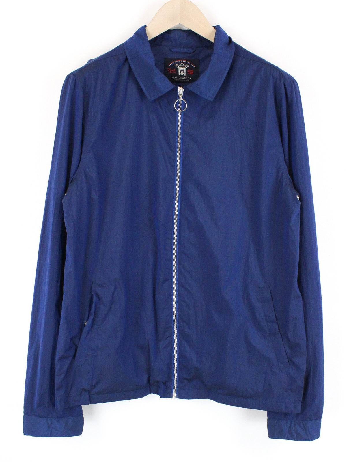 SCOTCH & SODA Ams Couture Men Jacket ~L Blue Lightweight Long Sleeved Collared