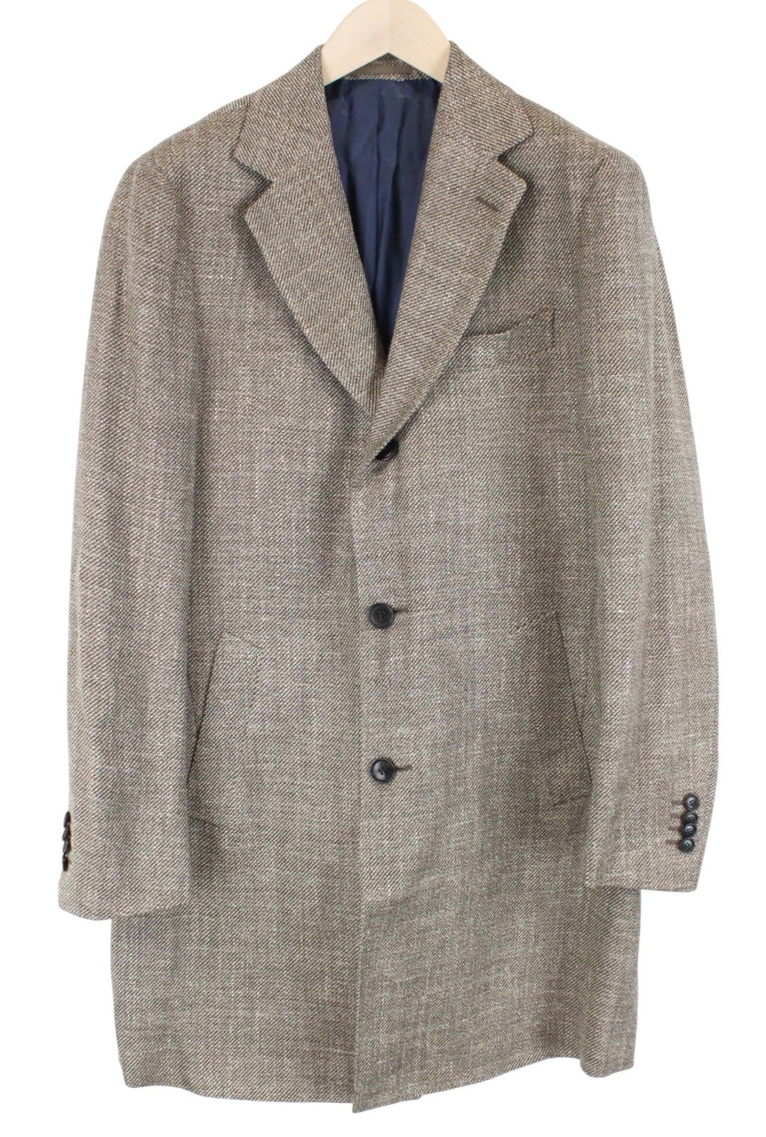 SUITSUPPLY Vicenza Men Coat UK38R Brown Wool Silk Linen Single-Breasted Lined