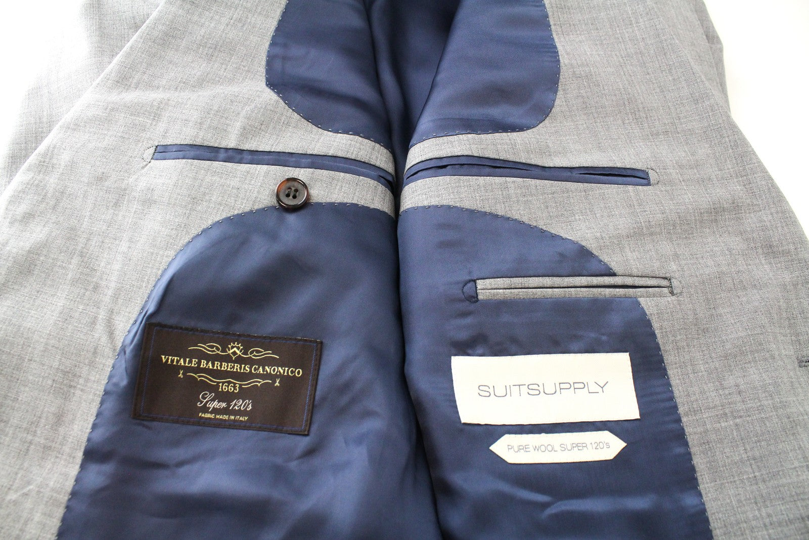 SUITSUPPLY Lazio Men Blazer UK46S Pure Wool Super 120's Grey Classic Lined