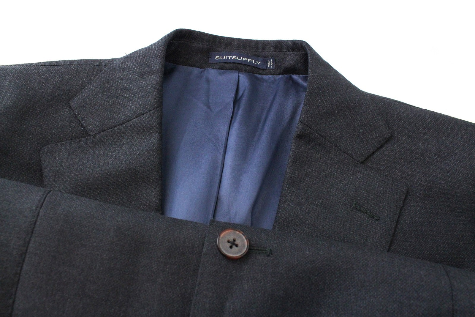 SUITSUPPLY Lazio Men Blazer UK44S Pure Wool Super 110's Grey Slim Cut Lined