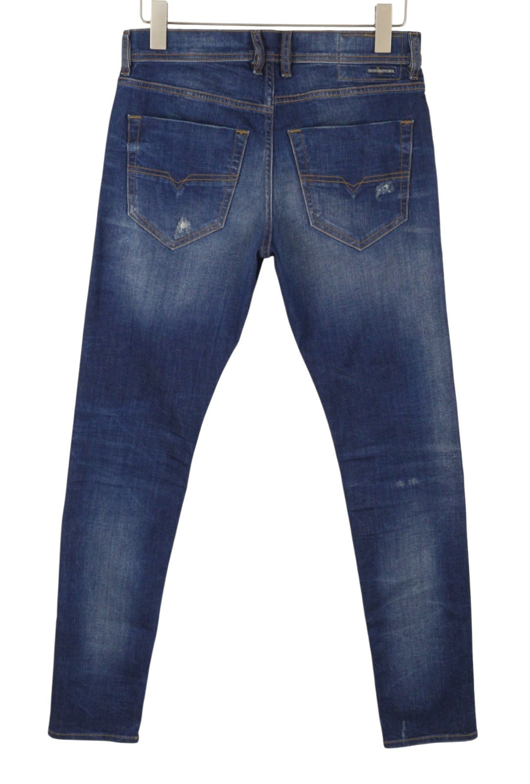 DIESEL Tepphar 084TX Men Jeans W28/L32 Blue Whiskers Faded Distress Skinny Fit