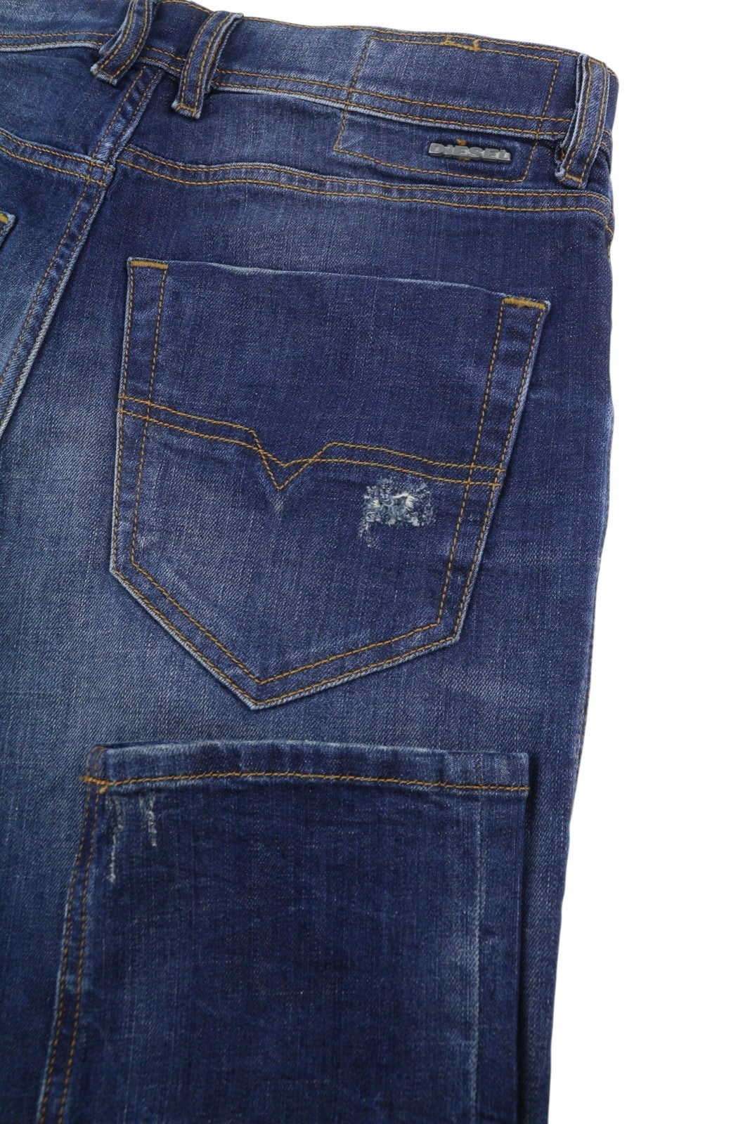 DIESEL Tepphar 084TX Men Jeans W28/L32 Blue Whiskers Faded Distress Skinny Fit