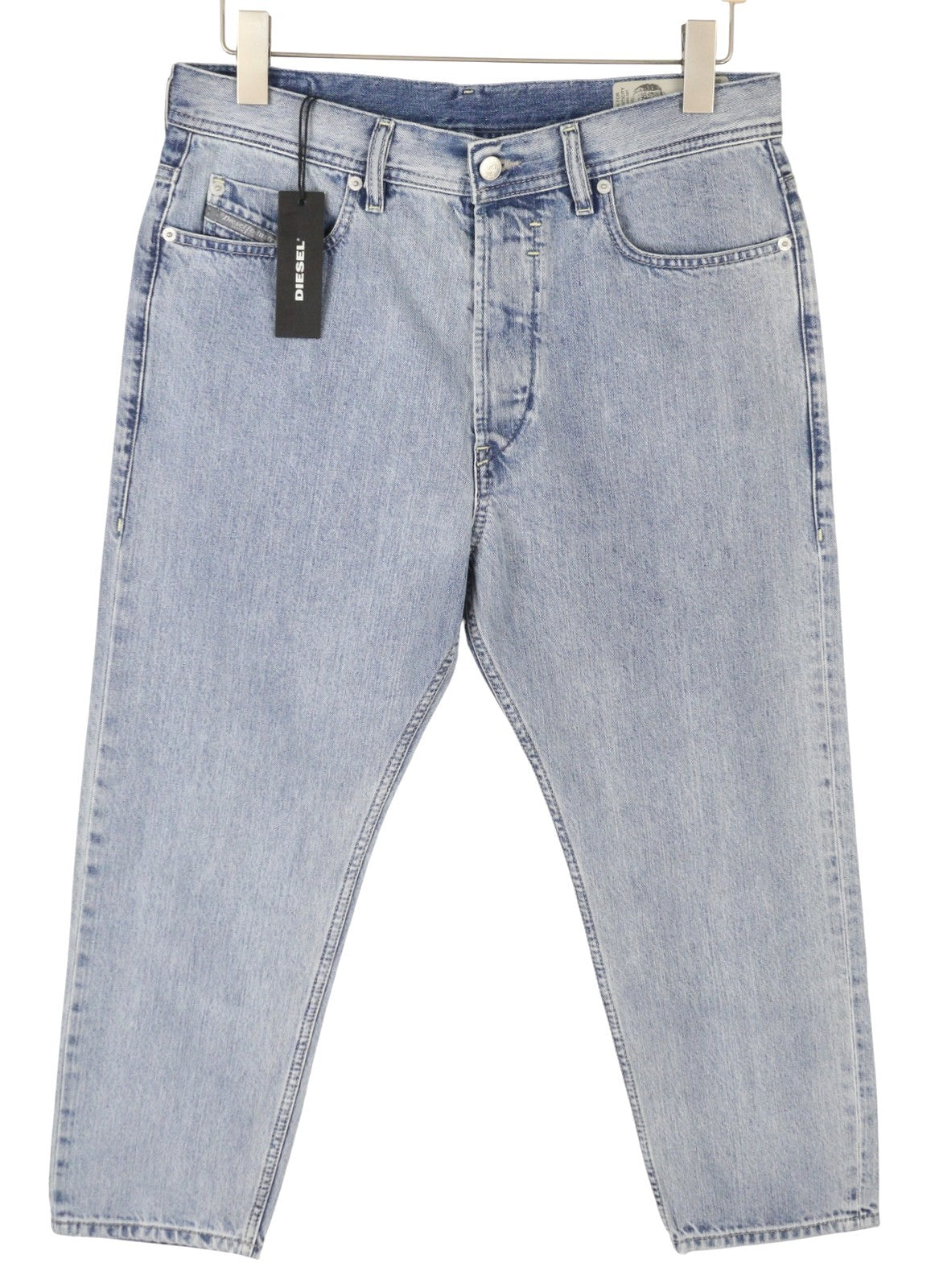 DIESEL Rhial 084FC Men Jeans W31/L32 Blue Faded Slim Carrot Fit Cropped Button