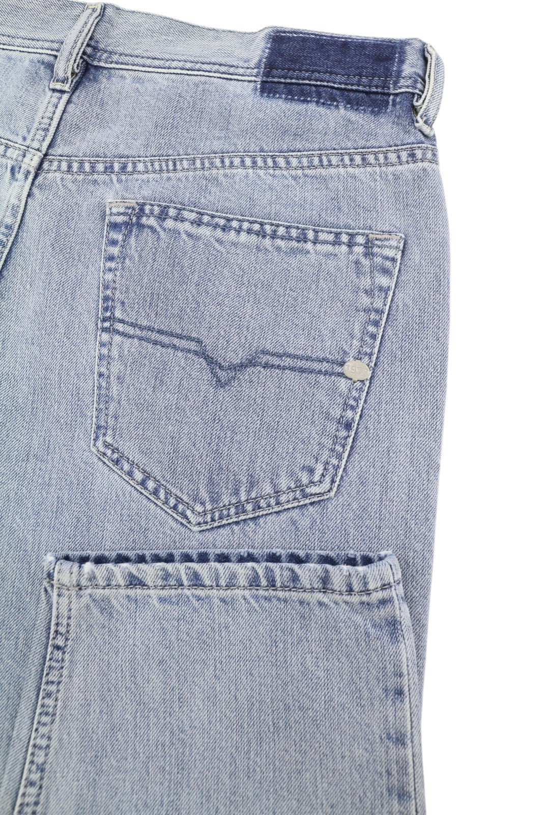 DIESEL Rhial 084FC Men Jeans W31/L32 Blue Faded Slim Carrot Fit Cropped Button