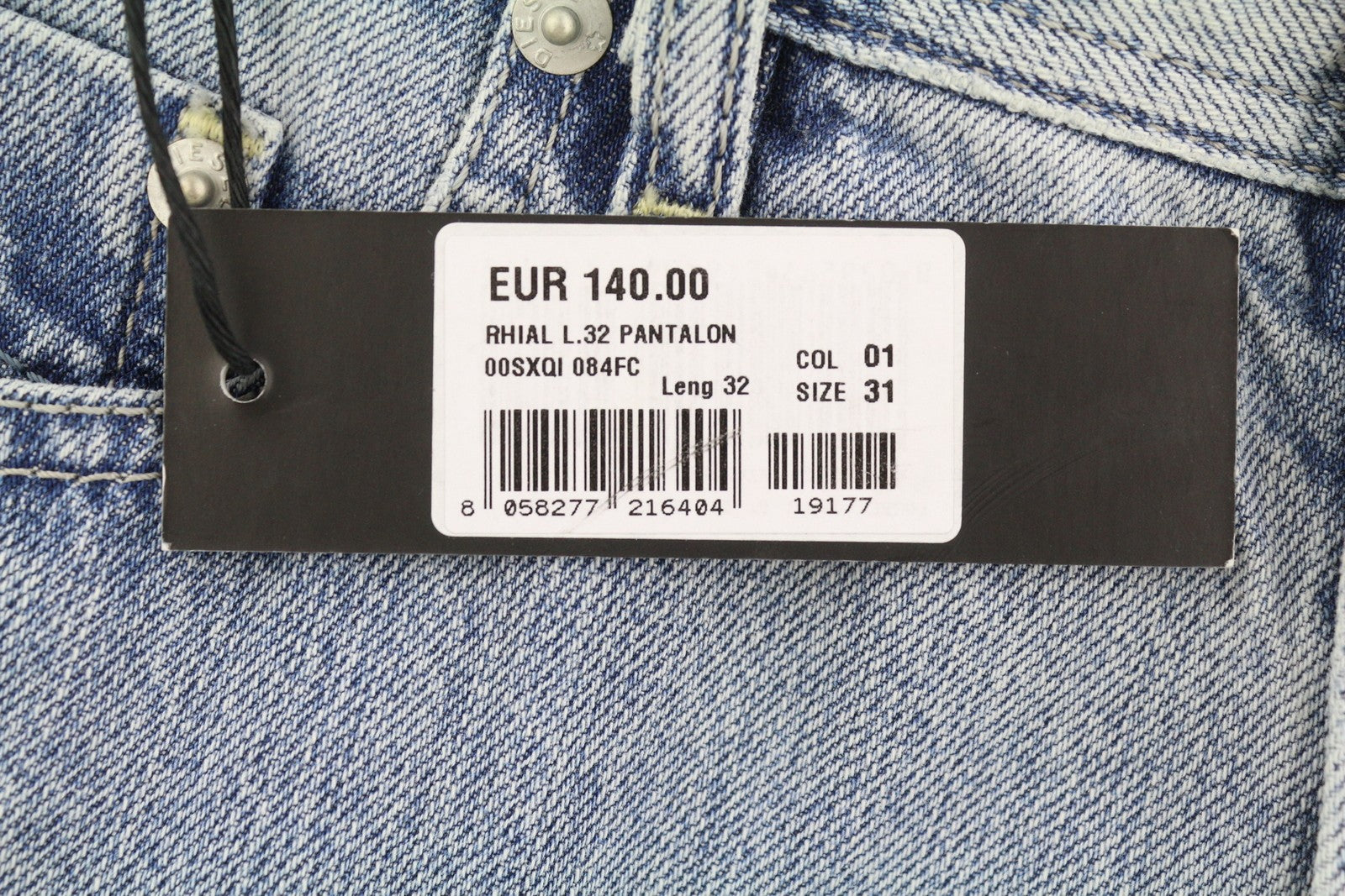 DIESEL Rhial 084FC Men Jeans W31/L32 Blue Faded Slim Carrot Fit Cropped Button