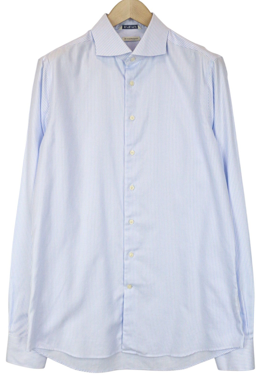 SUITSUPPLY Men's Formal Shirt 43L/17L Extra Slim Blue Cotton Striped Pattern