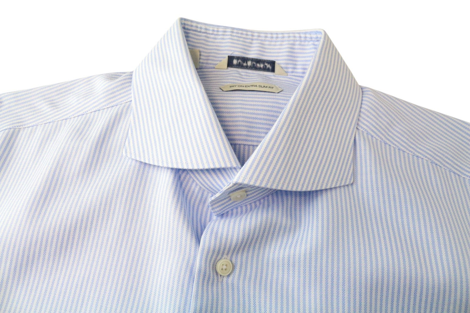 SUITSUPPLY Men's Formal Shirt 43L/17L Extra Slim Blue Cotton Striped Pattern