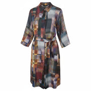 MARINA RINALDI Women Dress EU54 Colourful Patterned Button-Up Belted Midi