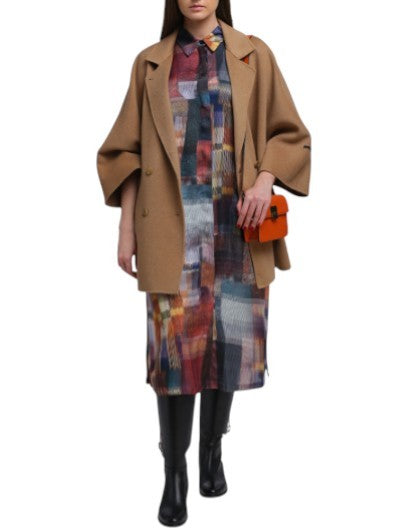 MARINA RINALDI Women Dress EU54 Colourful Patterned Button-Up Belted Midi