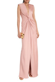 MAX MARA Pilard Women Dress EU38 Pink Center Front Slit V-Neck Sleeveless Maxi