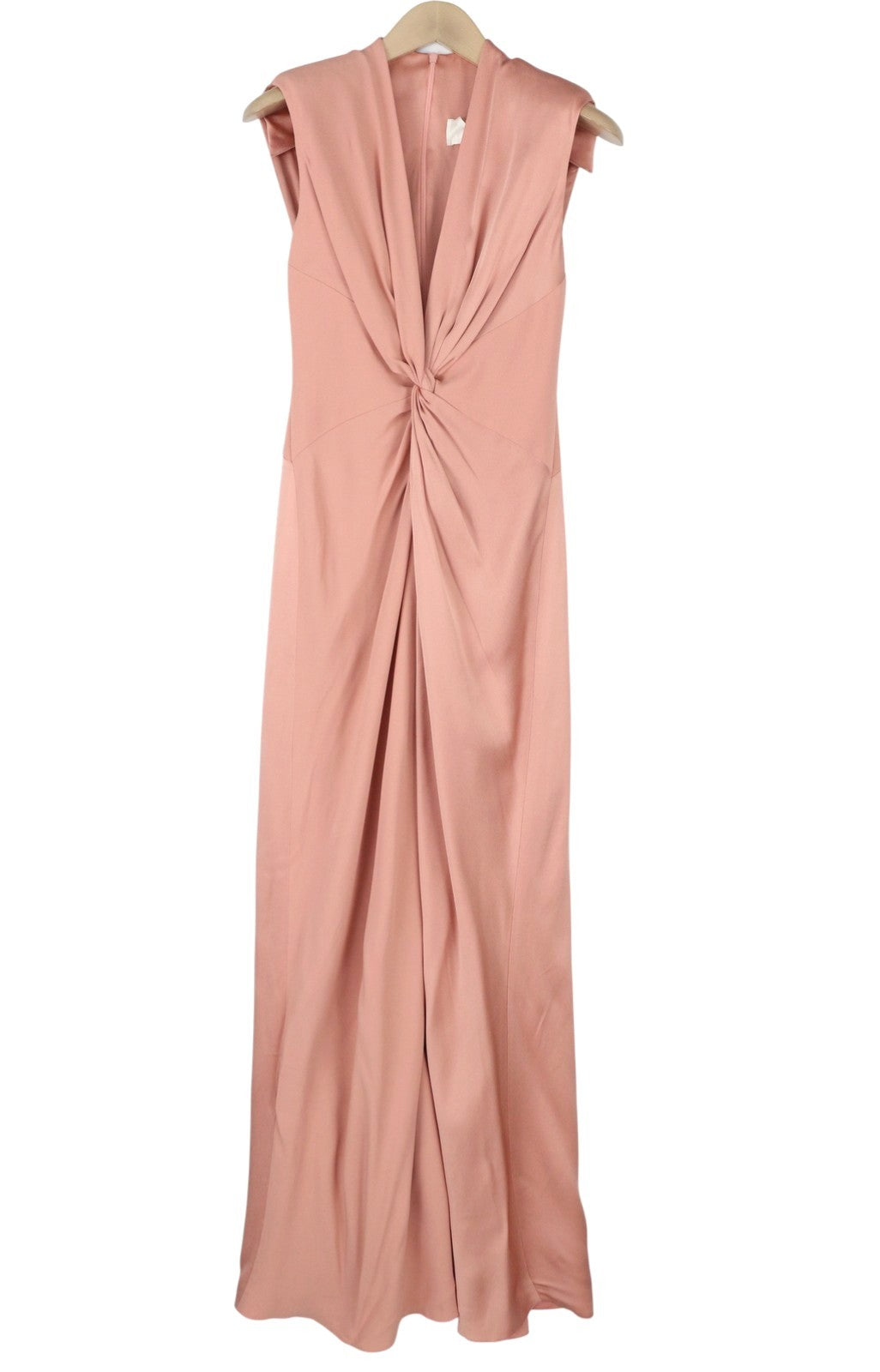 MAX MARA Pilard Women Dress EU38 Pink Center Front Slit V-Neck Sleeveless Maxi