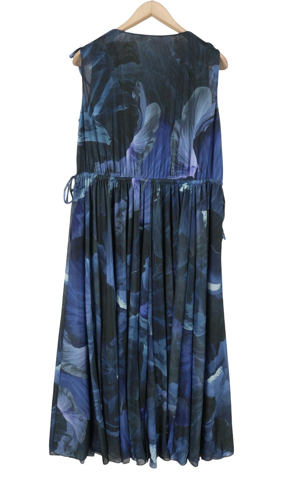 MAX&CO. Women Dress M Dark Blur Floral Print V-Neck Sleeveless Midi