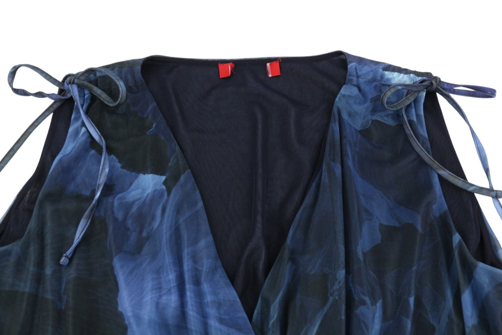 MAX&CO. Women Dress M Dark Blur Floral Print V-Neck Sleeveless Midi