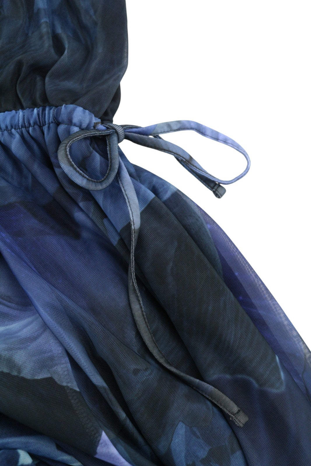 MAX&CO. Women Dress M Dark Blur Floral Print V-Neck Sleeveless Midi