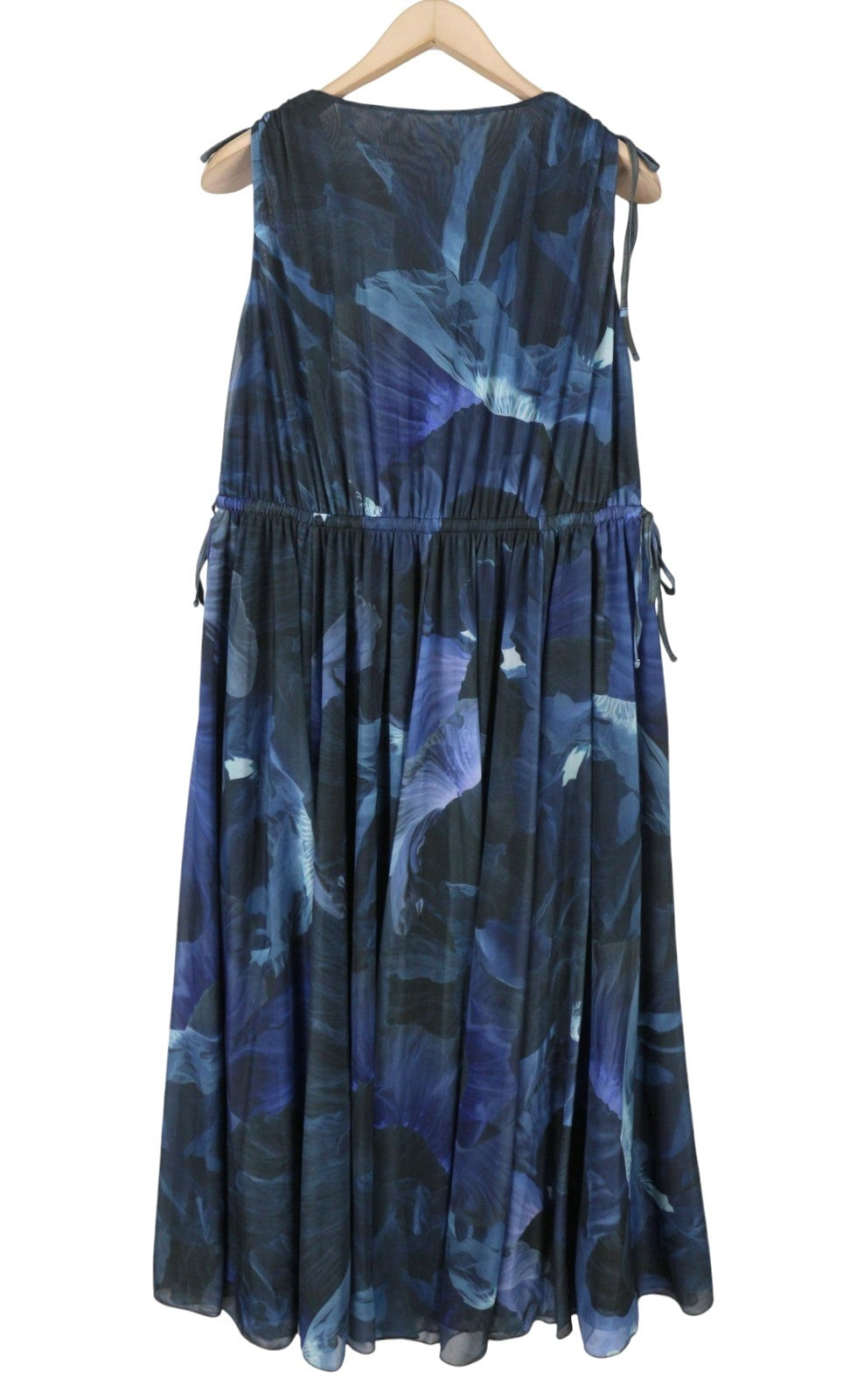 MAX&CO. Women Dress S Dark Blur Floral Print V-Neck Sleeveless Midi