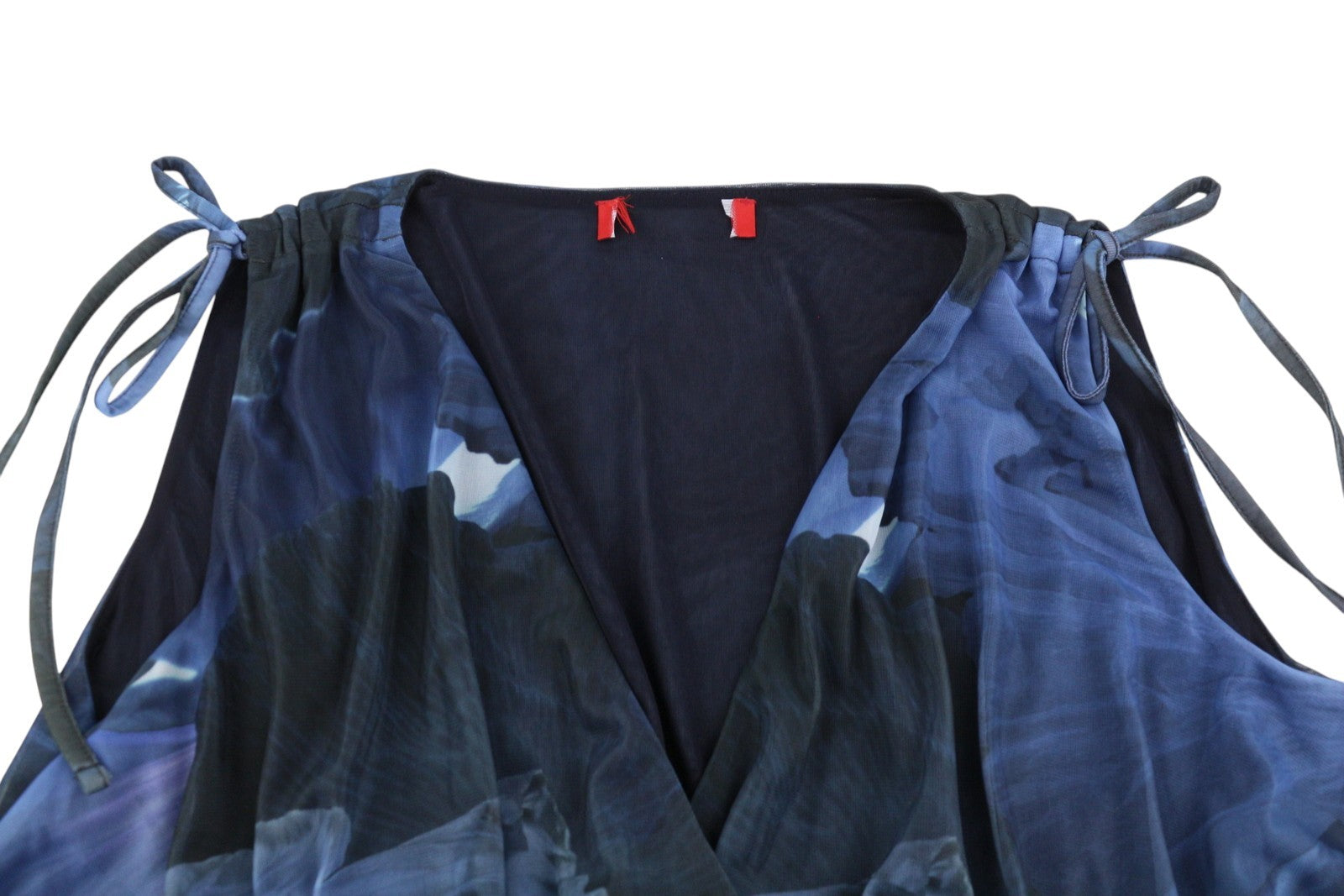 MAX&CO. Women Dress S Dark Blur Floral Print V-Neck Sleeveless Midi