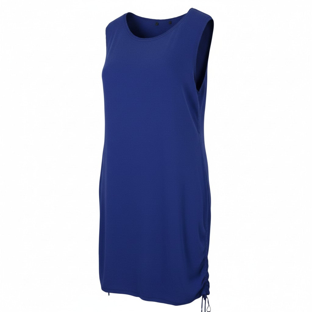 MARINA RINALDI Women Dress XL Blue Knitted Laces Sides Crew Neck Sleeveless