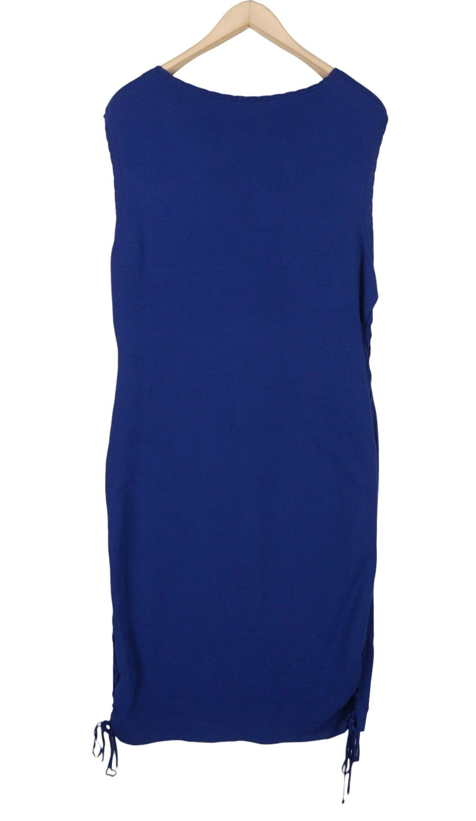 MARINA RINALDI Women Dress XL Blue Knitted Laces Sides Crew Neck Sleeveless