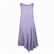 MAX MARA Women Dress XS Purple Satin Look Asymmetrical Sleeveless Midi