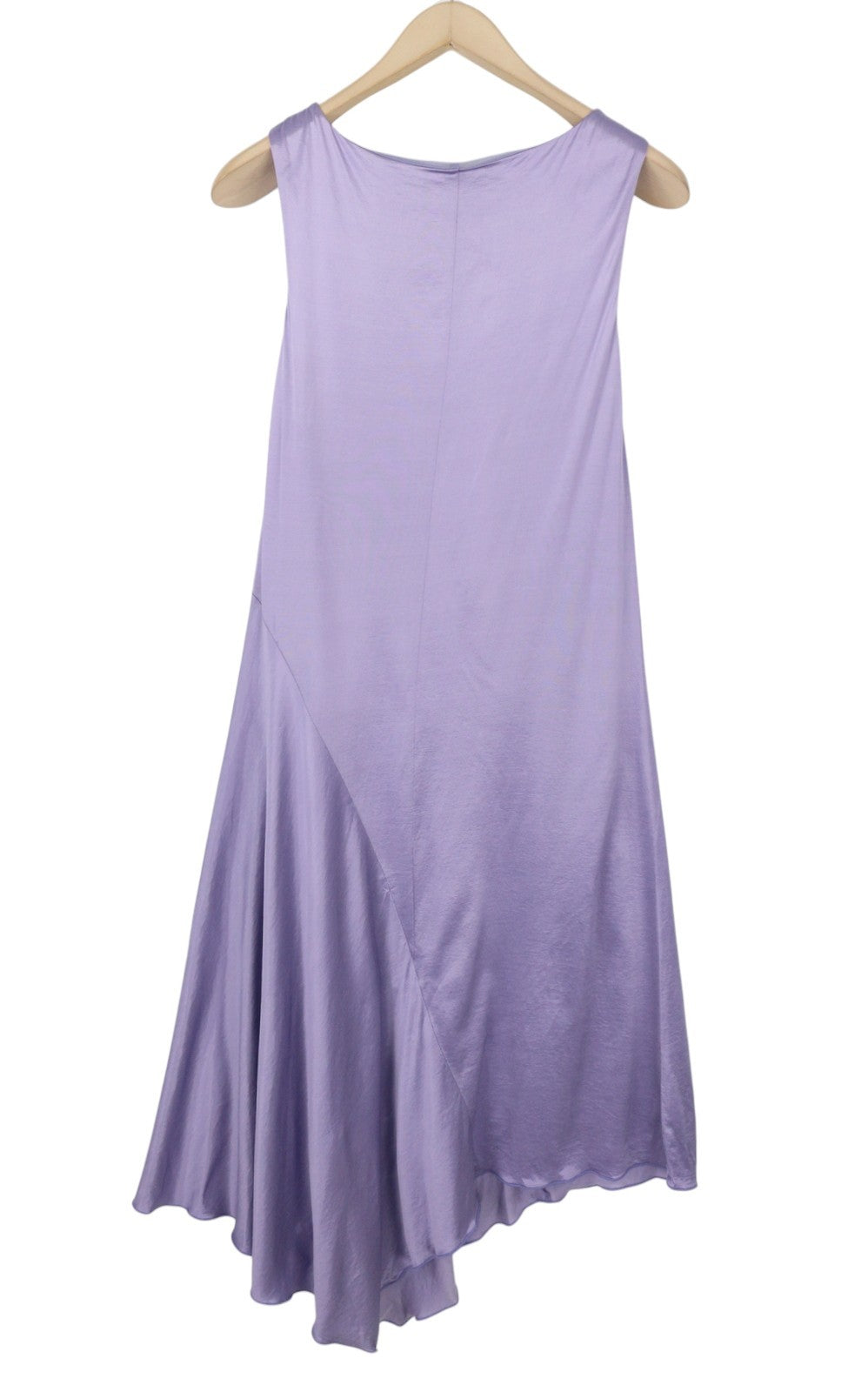 MAX MARA Women Dress XS Purple Satin Look Asymmetrical Sleeveless Midi