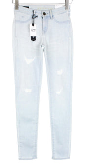 DENHAM Spray Women Jeans W24/L28 Blue Cotton Stretch Super Tight Distressed