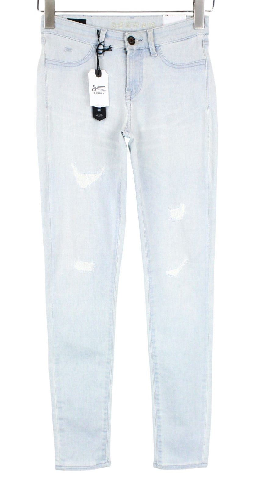 DENHAM Spray Women Jeans W24/L28 Blue Cotton Stretch Super Tight Distressed