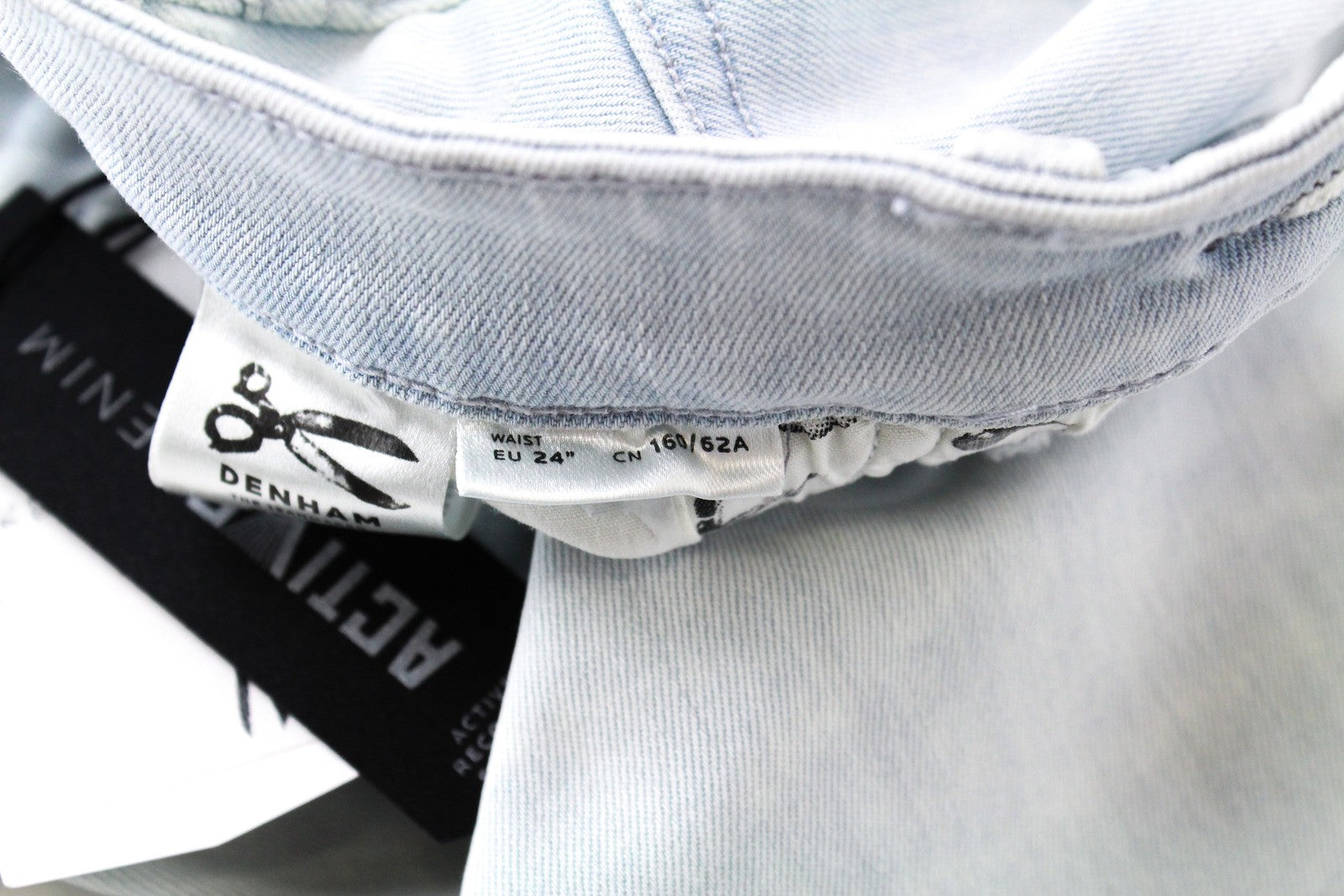 DENHAM Spray Women Jeans W24/L28 Blue Cotton Stretch Super Tight Distressed